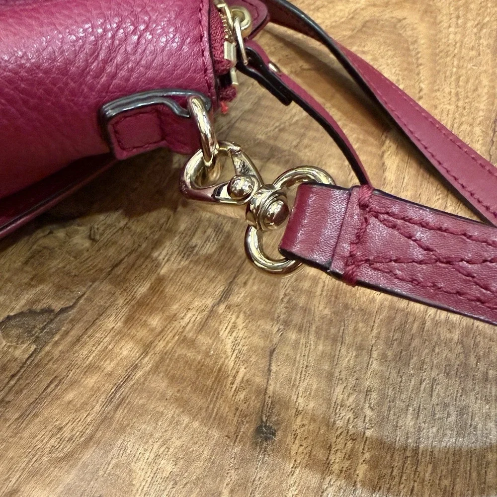 Kate Spade Hadley Street Bernadine Oxblood Zip Top Satchel Crossbody Purse Bag